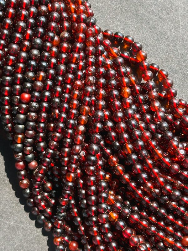 Natural Baltic Gold Gemstone Bead 5mm Round Beads, Beautiful Natural Dark Red Brown Color Baltic Gold Bead Great Quality Full Strand 15.5  For Cheap