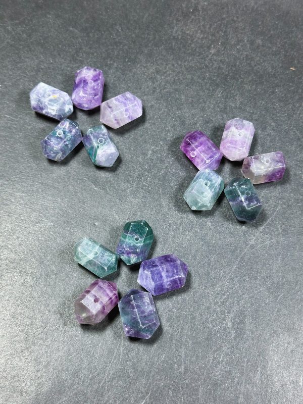 Natural Fluorite Gemstone Bead Faceted 25x16mm Double Point Barrel Shape Bead, Gorgeous Natural Purple Green Color Fluorite LOOSE BEAD (1pc) Sale