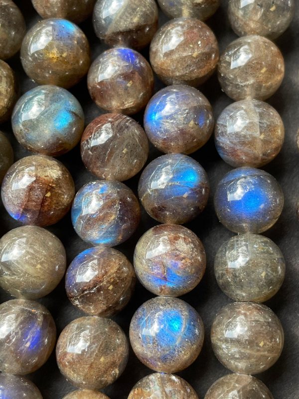 AAA Blue Flash Labradorite Gemstone Bead 6mm 8mm 10mm 12mm Round Bead, Gorgeous Gray Black Color with Blue Flash Labradorite Gemstone Bead, Great Quality Beads Online Sale