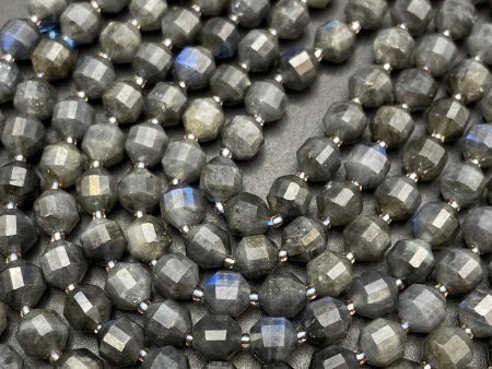 AAA Natural Blue Flash Black Labradorite Gemstone Bead 7mm Diamond Cut, Beautiful Natural Blue Flash Labradorite Gemstone Bead Cheap