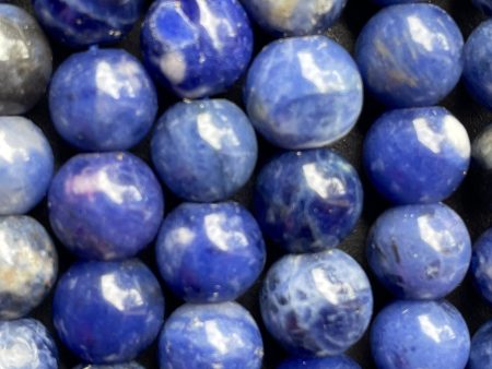 AA Natural Sodalite Gemstone Bead 6mm 8mm 10mm 12mm Smooth Round Bead, Beautiful Royal Blue Color Sodalite Gemstone Beads, Full Strand 15.5  Cheap