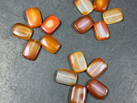 Natural Carnelian Gemstone Bead 19x13mm Rectangle Shape Beads, Beautiful Natural Orange Red Color Carnelian Beads, LOOSE BEADS (1pc) For Discount