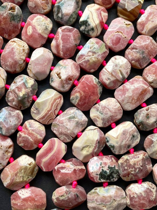 AA Natural Rhodochrosite Gemstone Bead Faceted 14x16mm Rectangle Shape, Gorgeous Natural Pink Color Rhodochrosite Gemstone Bead Discount