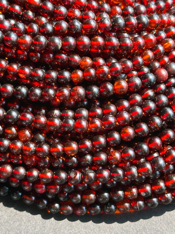 Natural Baltic Gold Gemstone Bead 5mm Round Beads, Beautiful Natural Dark Red Brown Color Baltic Gold Bead Great Quality Full Strand 15.5  For Cheap