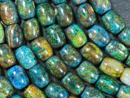 Natural Tibetan Gemstone Bead 17x13mm Barrel Shape, Gorgeous Multicolor Green Blue Tibetan Gemstone Beads, Excellent Quality Full Strand 13  For Sale