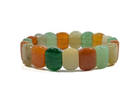 Natural Mixed Stones Bangle Rectangle Shape Gemstone Bracelet. Beautiful Green Yellow Orange Color Bead. Excellent Quality Bangle! Online Hot Sale