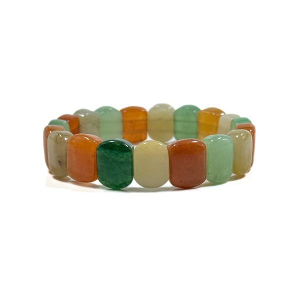 Natural Mixed Stones Bangle Rectangle Shape Gemstone Bracelet. Beautiful Green Yellow Orange Color Bead. Excellent Quality Bangle! Online Hot Sale