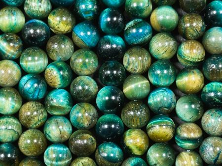 Beautiful Teal Honey Tiger Eye Gemstone 8mm Round Beads, Gorgeous Turquoise Blue Teal Honey Yellow Color Tiger Eye Gemstone Beads 15.5  Fashion