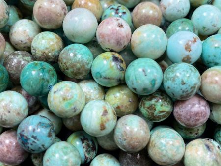 AAA Natural Peru Turquoise Gemstone Bead 8mm 10mm Round Bead, Gorgeous Natural Blue Green Color Turquoise Bead Sale