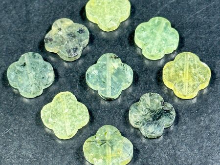 AAA NATURAL Prehnite Gemstone Bead Faceted 17mm Clover Flower Shape Beautiful Natural Green Color Prehnite Gemstone Bead LOOSE Prehnite Bead Online Sale