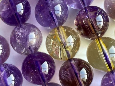 AAA Natural Ametrine Gemstone Bead 6mm 8mm 10mm 12mm Round Bead, Beautiful Yellow Purple Color Ametrine Gemstone Bead Online now