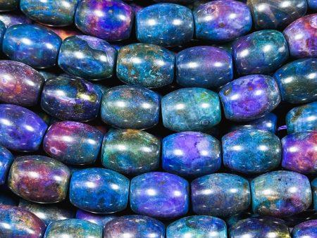 Natural Tibetan Gemstone Bead 13x10mm Barrel Shape Bead, Gorgeous Multicolor Galaxy Purple Blue Color Tibetan Stone Beads, Full Strand 14  Cheap