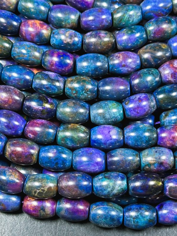 Natural Tibetan Gemstone Bead 13x10mm Barrel Shape Bead, Gorgeous Multicolor Galaxy Purple Blue Color Tibetan Stone Beads, Full Strand 14  Cheap