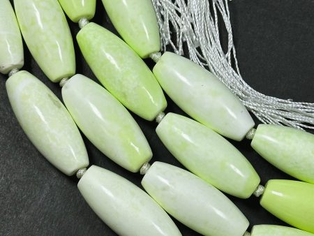 Natural Gaspeite Turquoise Gemstone Bead 39x16mm Barrel Shape Bead, Beautiful Lemon Green Color Gaspeite Turquoise Stone Bead 15.5  Strand Hot on Sale