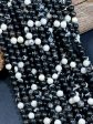 Natural Black White Agate Gemstone Bead 6mm 8mm 10mm Round Beads, Beautiful Black White Color Agate Gemstone Full Strand 15.5  Supply