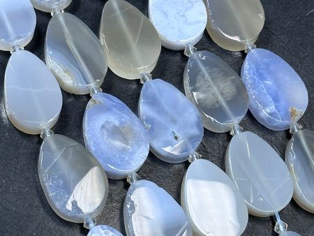 NATURAL Blue Lace Agate Gemstone Bead 21x31mm Teardrop Shape Beads. Beautiful Natural Blue Color Agate Beads Full Strand 15.5  on Sale