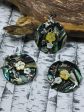 Natural Abalone Shell Pendant Charm, Beautiful Rainbow Abalone Coin Circle Shape Pendant with Floral Flower Design for Jewelry Making (1pc) Supply