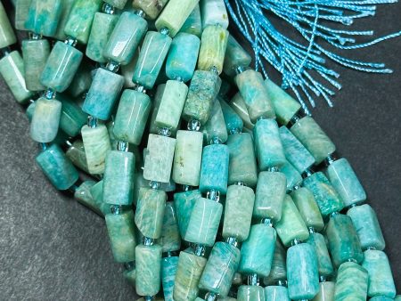 Natural Amazonite Gemstone Bead Faceted 12x8mm Tube Shape Bead, Beautiful Natural Green Blue Color Amazonite Stone Beads, Full Strand 15.5  Discount