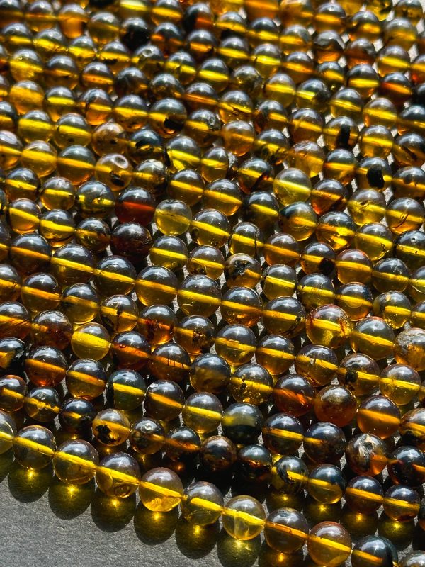 Natural Amber Baltic Gold Gemstone Bead 6-7mm Round Beads, Beautiful Natural Dark Yellow Brown Color Baltic Gold Gemstone Beads Full Strand 15.5  Discount