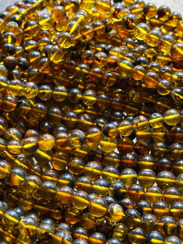 Natural Amber Baltic Gold Gemstone Bead 6-7mm Round Beads, Beautiful Natural Dark Yellow Brown Color Baltic Gold Gemstone Beads Full Strand 15.5  Discount