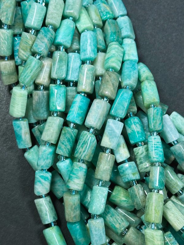 Natural Amazonite Gemstone Bead Faceted 12x8mm Tube Shape Bead, Beautiful Natural Green Blue Color Amazonite Stone Beads, Full Strand 15.5  Discount