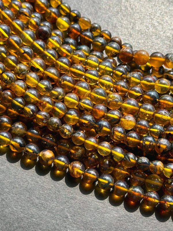 Natural Amber Baltic Gold Gemstone Bead 6-7mm Round Beads, Beautiful Natural Dark Yellow Brown Color Baltic Gold Gemstone Beads Full Strand 15.5  Discount