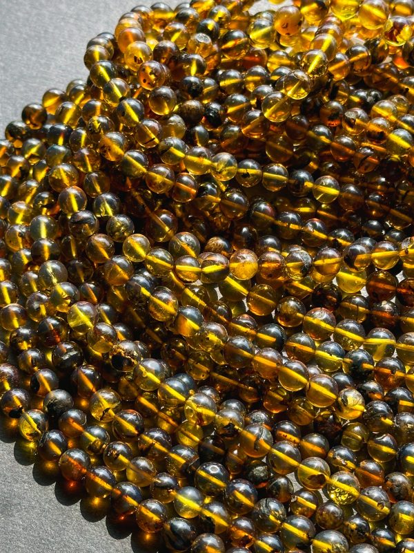 Natural Amber Baltic Gold Gemstone Bead 6-7mm Round Beads, Beautiful Natural Dark Yellow Brown Color Baltic Gold Gemstone Beads Full Strand 15.5  Discount